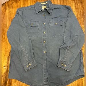 L.L. Bean Sunwashed Canvas Shirt Mens LARGE Rustic Blue Traditional Fit Work